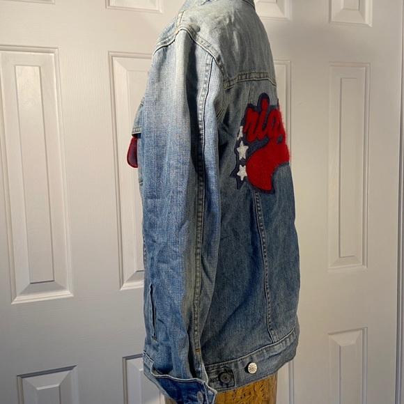 RailsCustomRigginsLettermanDistressed Denim Jacket - Picture 2 of 12